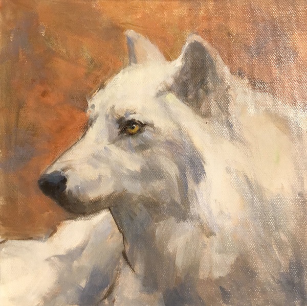 painting of wolf