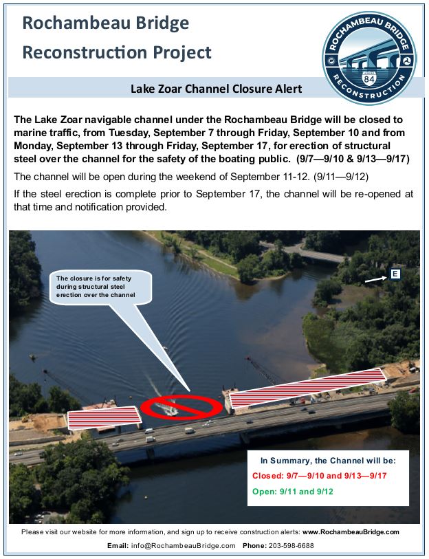 lake zoar channel closure alert