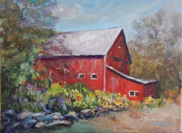 gregorski-barn along the road painting
