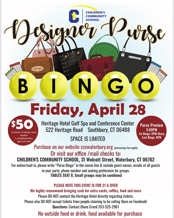designer purse bingo flyer