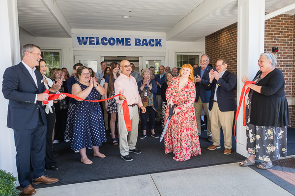 ribbon cutting at the library