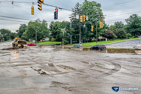 aftermath of flood on road