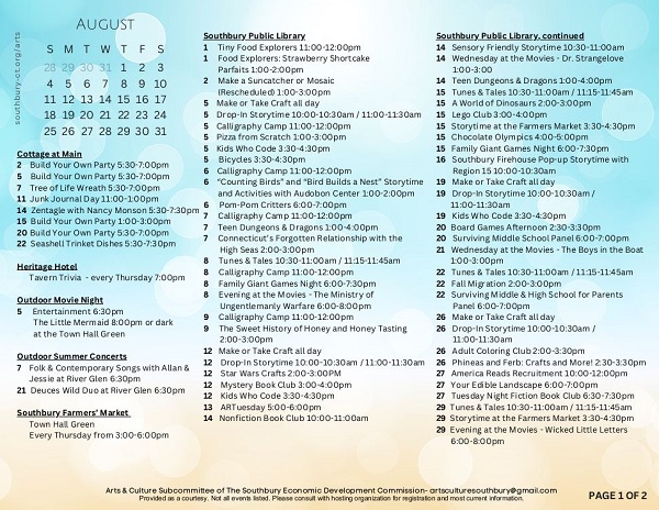 arts and culture calendar