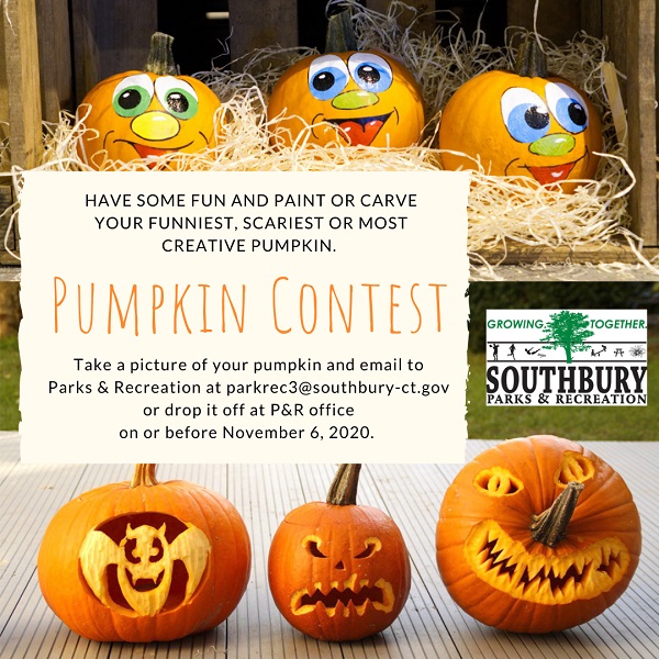 carved and decorated pumpkins and info about the contest