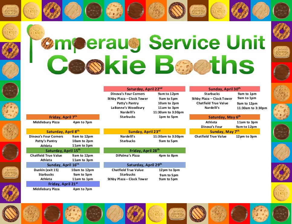 list of girl scout cookie booths