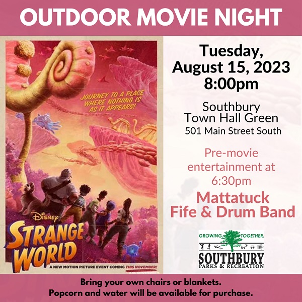 outdoor movie night flyer strange world