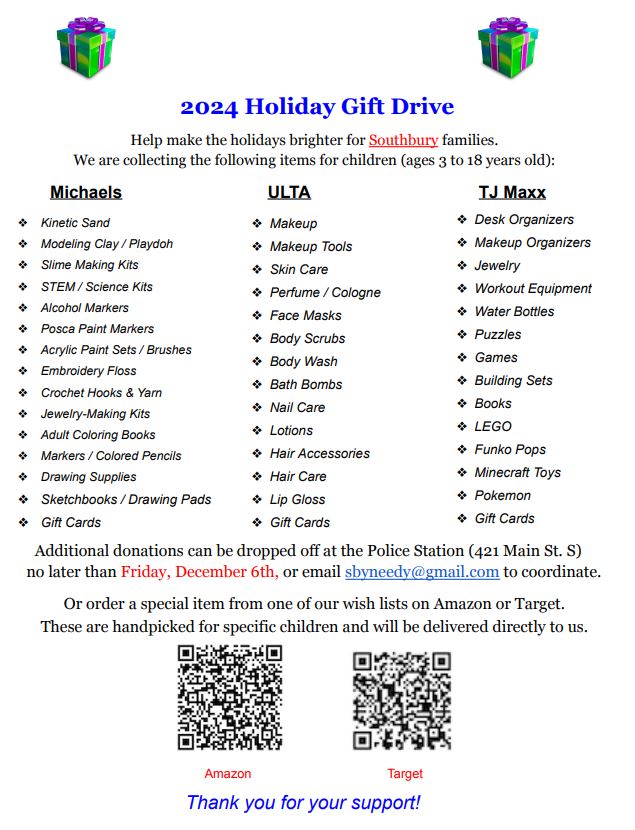 gift drive list