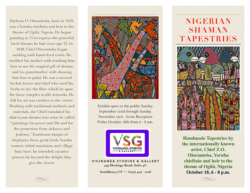 Nigerian Shaman Tapestries exhibit flyer