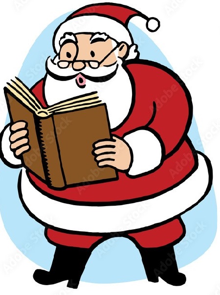 santa reading a book