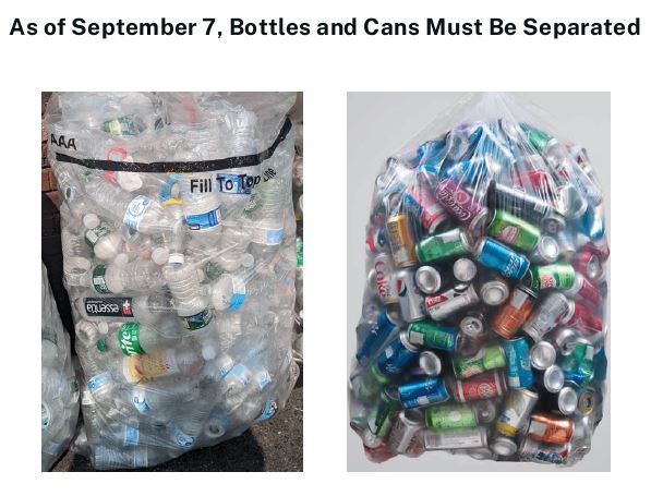 bottles and cans separated
