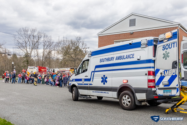 southbury ambulance next to watching public