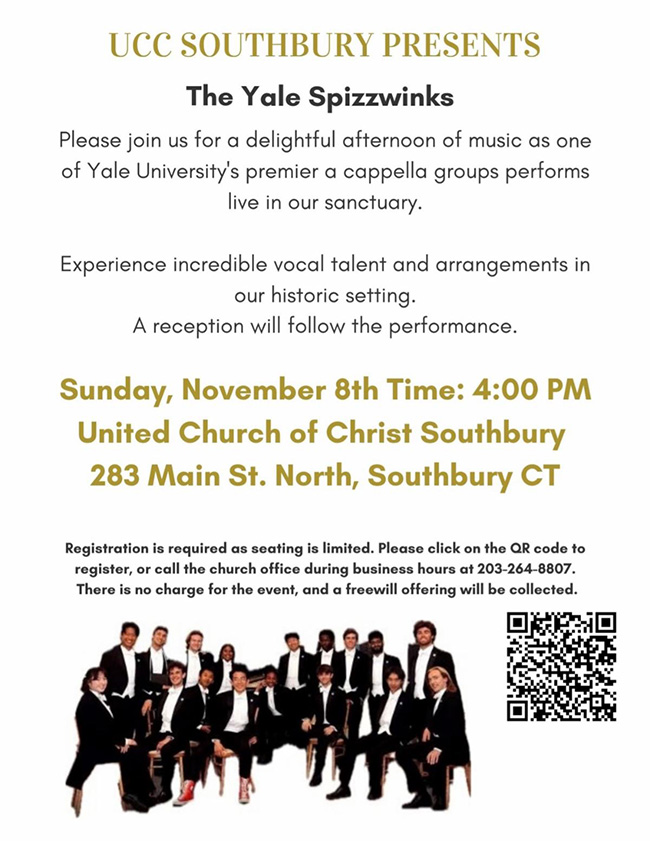 Yale Spizzwinks a capella Concert flyer