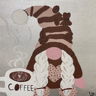 gnome with coffee painting