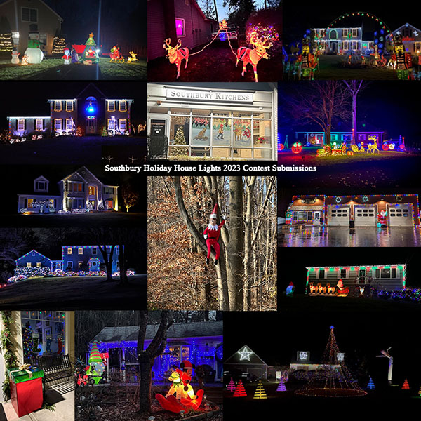 collage of holiday house lights