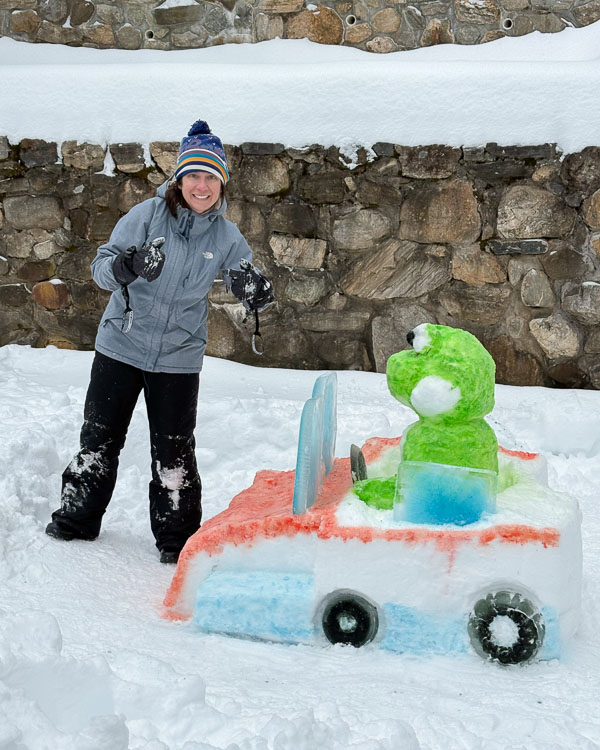 picture of a go cart made of snow
