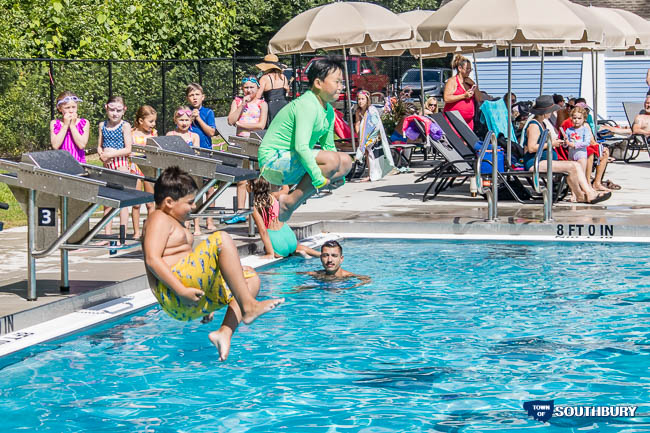 cannon balling in the pool